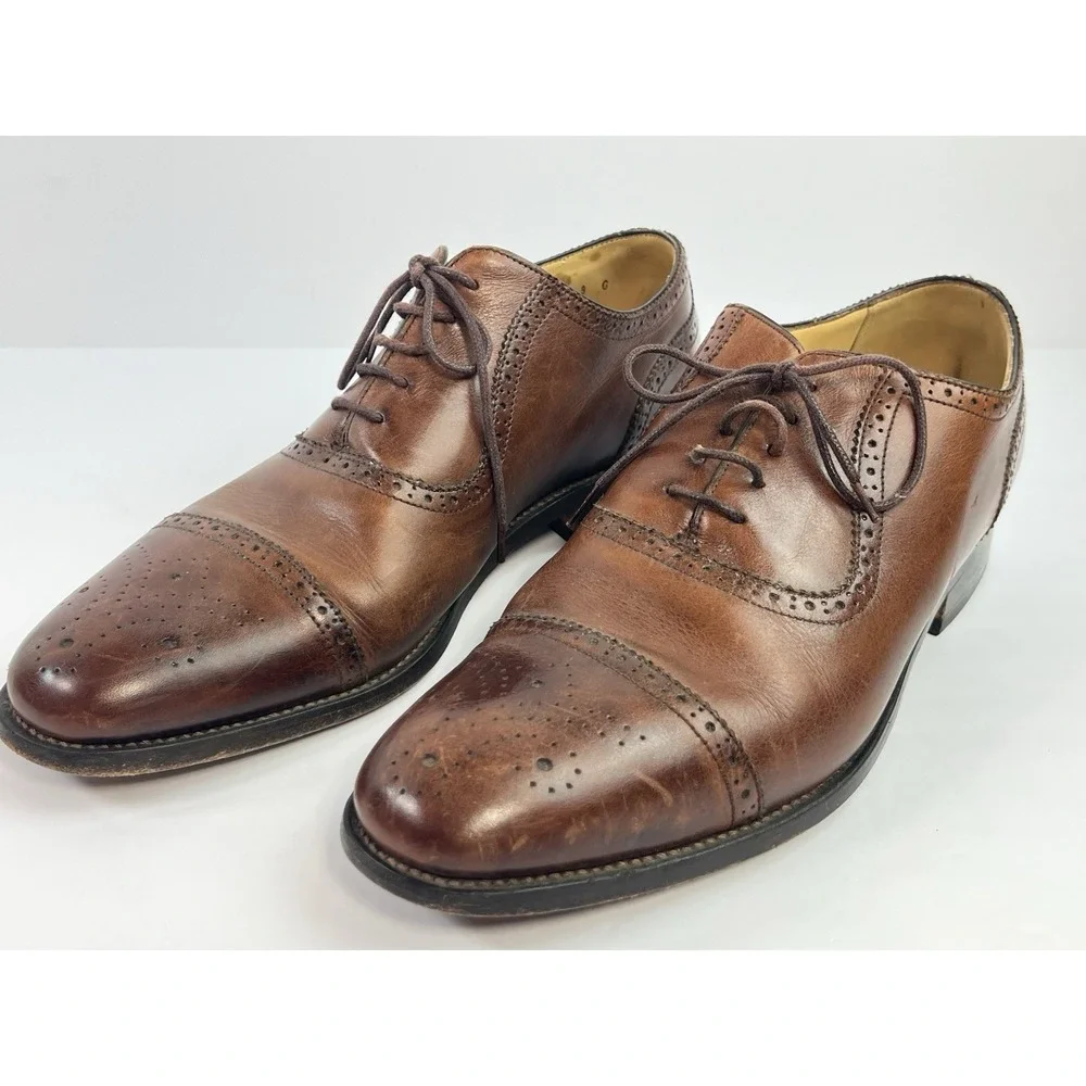 Charles Tyrwhitt Brown Leather Cap Toe Mens Size 10G / 9 UK Shoes ML081BRN